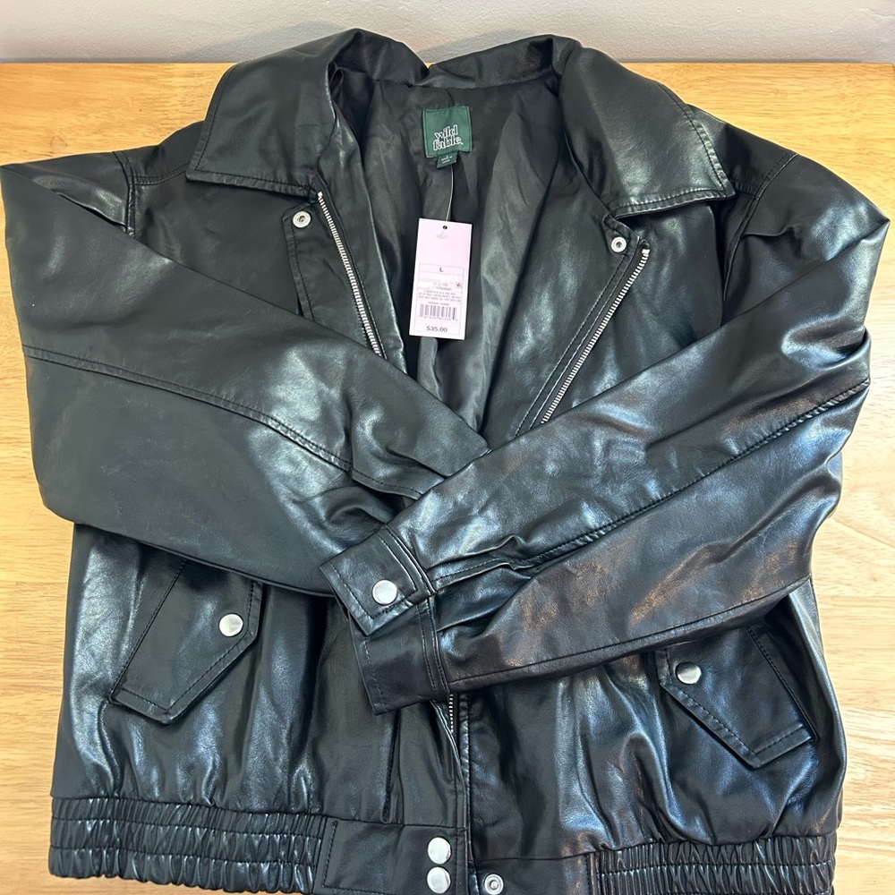 NWT Wild Fable Black Faux Leather Jacket